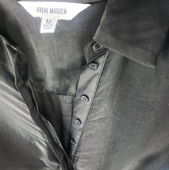 Steve Madden Tie Curious Long Sleeve Shirt Dress Black Size Medium 6 - 8 NWT - Picture 8 of 12